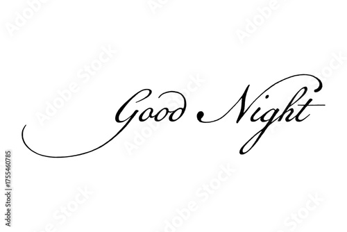 Good Night - calligraphy vector phrase Good Night, Modern lettering on white background. 
