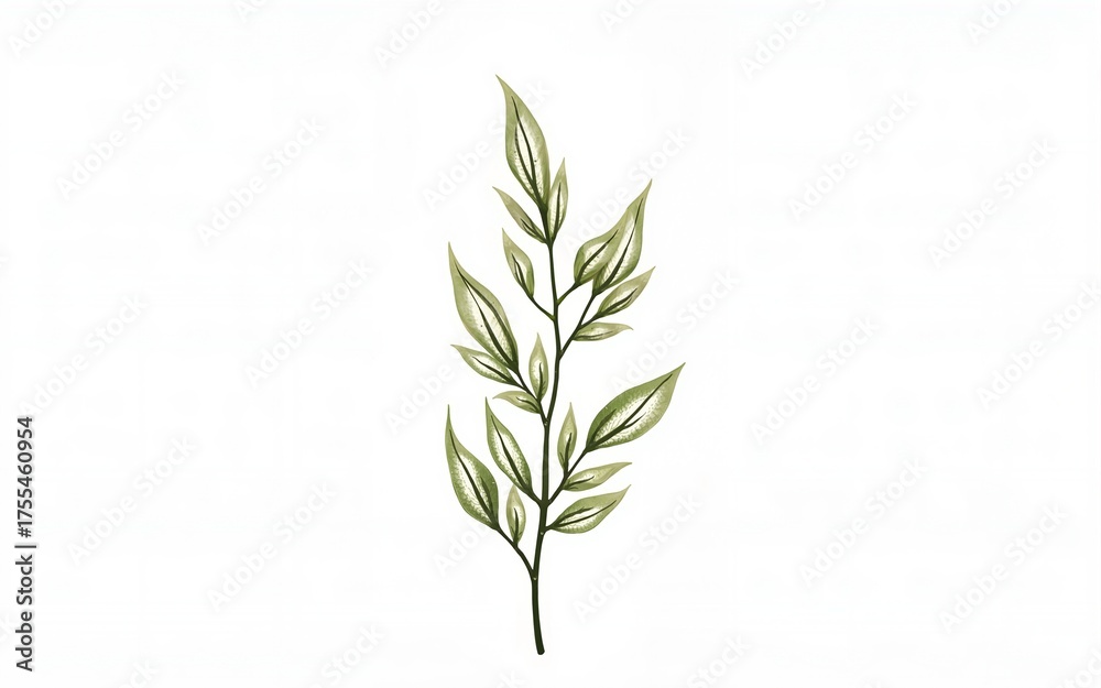 Fototapeta premium Floral branch and minimalist flowers for logo or tattoo. Hand drawn line wedding herb, elegant leaves for invitation save the date card. Botanical rustic trendy greenery. High quality
