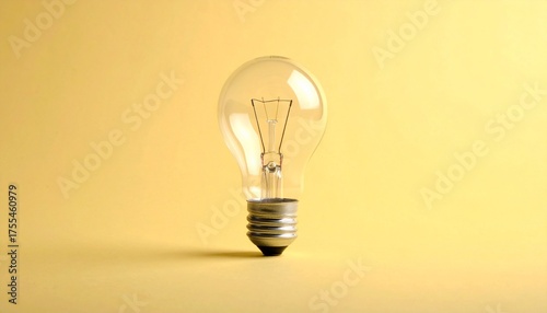 Classic incandescent light bulb on a yellow background representing ideas and innovation.