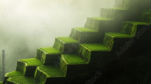 Wallpaper Mural Terraced rice fields in a sunny, green landscape with steps on the right side of the frame. AI. Torontodigital.ca