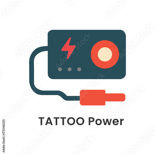 Tattoo Power Supply Icon with Red and Teal Colors on White Background tattoo machine tattoo equipment