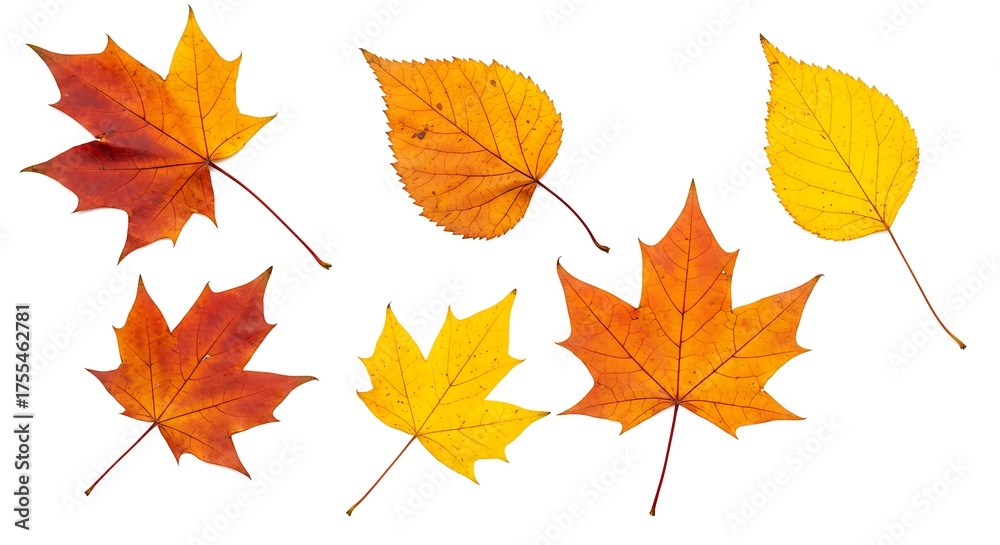 Fototapeta premium Falling autumn maple multicolored leaves cut out