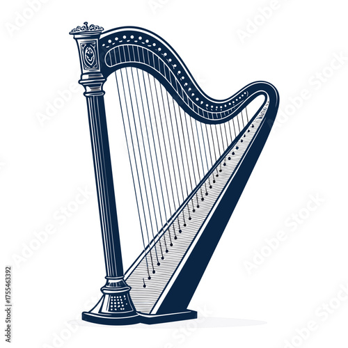 Create Bold Stroke Elegant Royal Harp Music High-Quality Stock Image Great for Commercial Projects