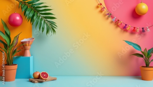 Vibrant Summer Still Life with Tropical Elements