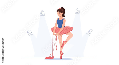 Ballerina Preparing, Illustrating Grace Under The Spotlight Before The Performance Stage