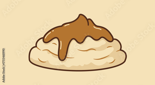 Mashed Potatoes with Gravy Delicious Comfort Food Illustration.