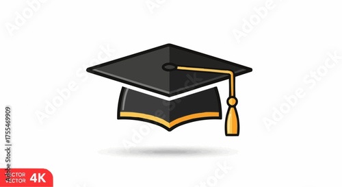 Academic Achievement Simple Icon of a Graduation Cap and Tassel on a White Background