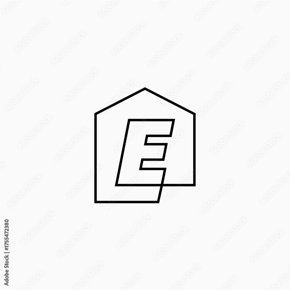 Fototapeta premium letter e house home mortgage real estate living logo vector icon illustration