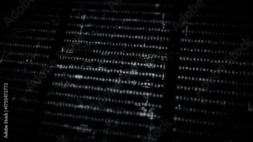 Futuristic digital screen matrix with encrypted data, hi-tech telemetry, and dynamic code patterns. Ideal for desktop displays, sci-fi UI, and cyber tech backgrounds