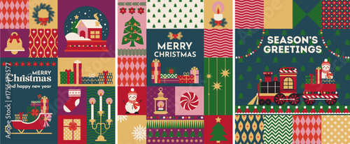 Retro Christmas Train Illustration vector