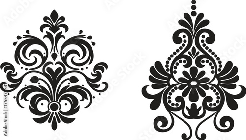Ornate vintage designs black silhouettes creating timeless elegance ready to enhance wedding