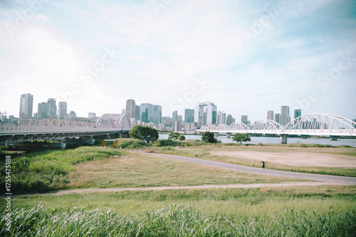 Cityscape and Riverside Field – Modern Japan Landscape
