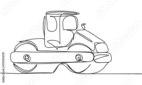 Continuous Line Drawing of a Road Roller