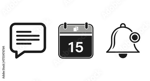 Modern icons representing communication, scheduling, and alerts