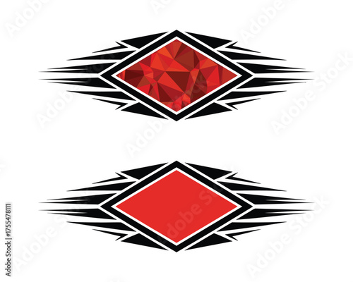 Car racing stripes vector, dynamic sticker and decal design set featuring sporty racing stripes and automotive graphics for vehicle wraps, motorsport styling, tuning, and custom car branding