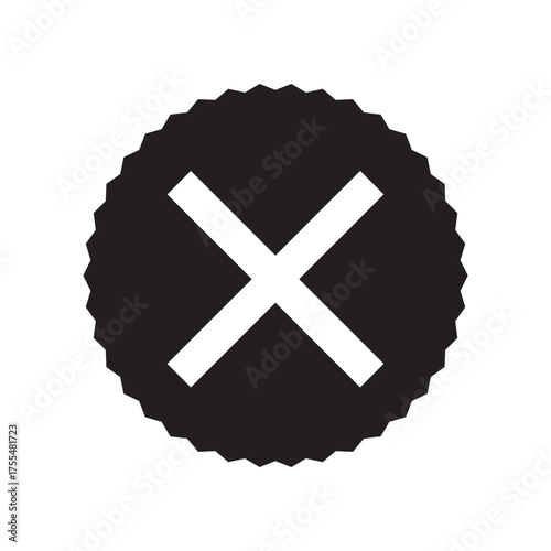Cross x mark icon black in generic style. Wrong, error, close sign symbol on white background