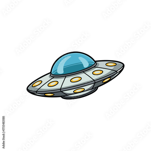 Cartoon flying saucer spacecraft flying