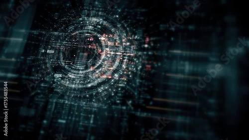 Futuristic digital screen matrix with encrypted data, hi-tech telemetry, and dynamic code patterns. Ideal for desktop displays, sci-fi UI, and cyber tech backgrounds