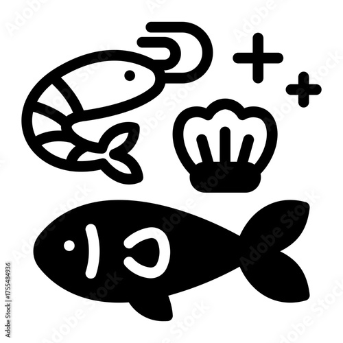 This Fish and Seafood icon is suitable for use in Supermarket.