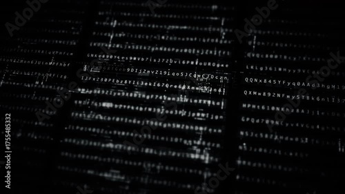 Futuristic digital screen matrix with encrypted data, hi-tech telemetry, and dynamic code patterns. Ideal for desktop displays, sci-fi UI, and cyber tech backgrounds