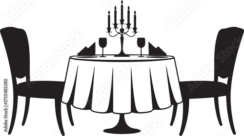 Elegant dinner table setting for two