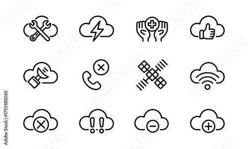 Wallpaper Mural Cloud Technology Icons Set With Wrench Lightning Satellite Wifi And More vector illustration Torontodigital.ca