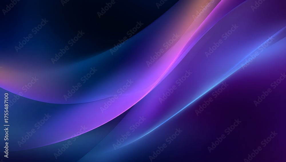 Fototapeta premium Abstract flowing luminous waves of vibrant purple and blue light creating a mesmerizing ethereal gradient background effect