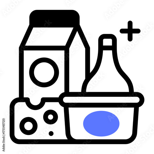 This Dairy Product icon is suitable for use in Supermarket.
