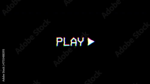 animated set 6 VHS Playback Elements with Distortion and glitch effect  including Play Pause Rewind Fast forward Stop Eject 