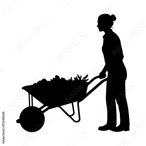 Woman Gardener Silhouette Vector Illustration