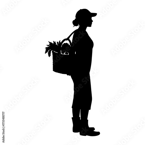Woman Gardener Silhouette Vector Illustration