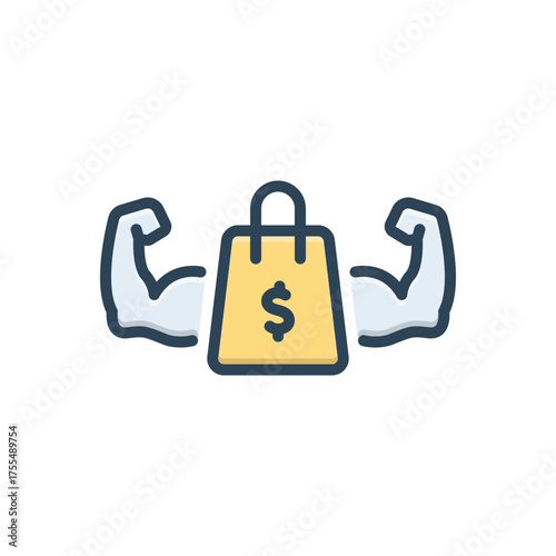 Color illustration icon for purchasing power