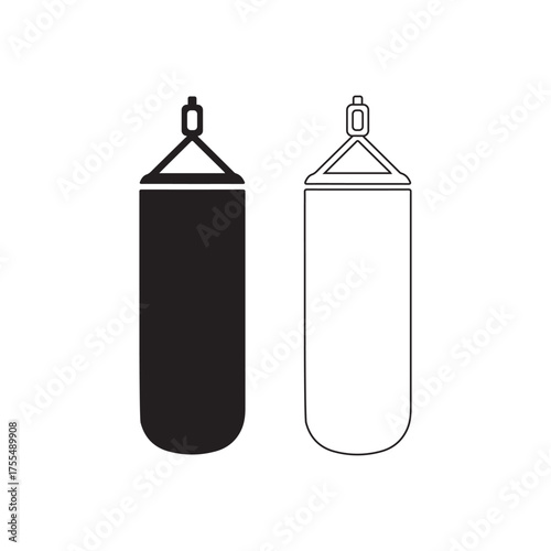 Vector punching bags silhouette on white background