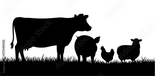 Animal Farm Silhouette Vector Illustration