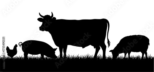 Animal Farm Silhouette Vector Illustration