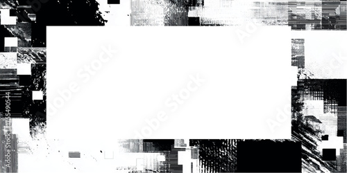 Grunge black ink frame with distressed splatter texture paper border design using for photo album.