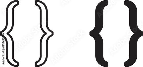Curly braces brackets parenthesis icon set , vector illustration . 