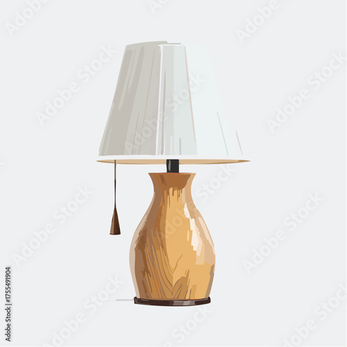 Elegant wooden table lamp on white background for home interior design
