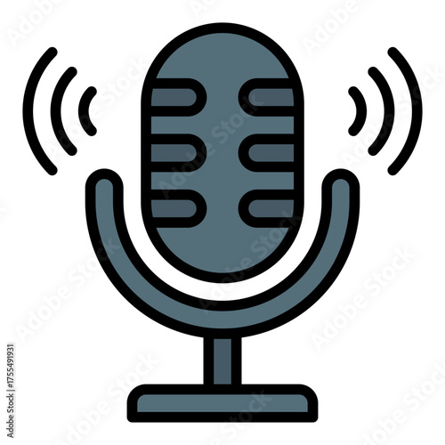 Podcast icon. Audio show and digital broadcast concept. Online streaming and voice media illustration. Filled Line Icon