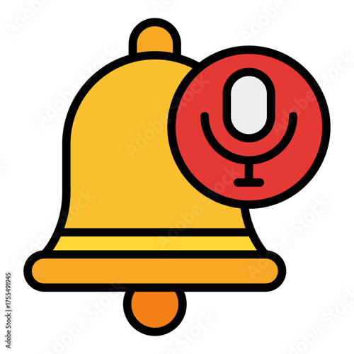 Notification icon. Podcast update and new episode alert concept. Audio streaming and media reminder illustration. Filled Line Icon