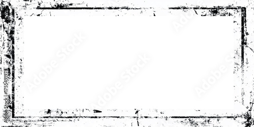 White and Black vintage grainy scratched Grunge Textured Frame on transparent background.
