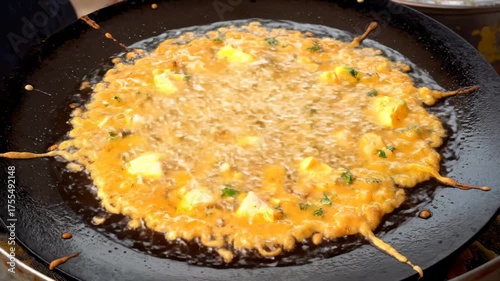 Wallpaper Mural Preparing Paneer Pakora in Hot Oil on Large Flat Pan, Street Food Torontodigital.ca