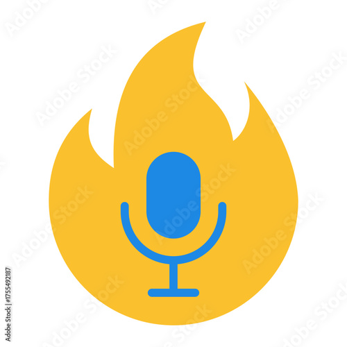 Trending podcast icon. Popular audio show and viral content concept. Media platform and listener favorite illustration. Flat Icon