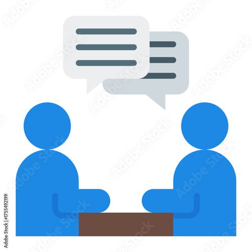 Talkshow interview icon. Guest conversation and podcast session concept. Audio content and recorded discussion illustration. Flat Icon