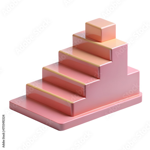 Abstract 3d geometric pink stairs and pedestal concept foundation steps design
