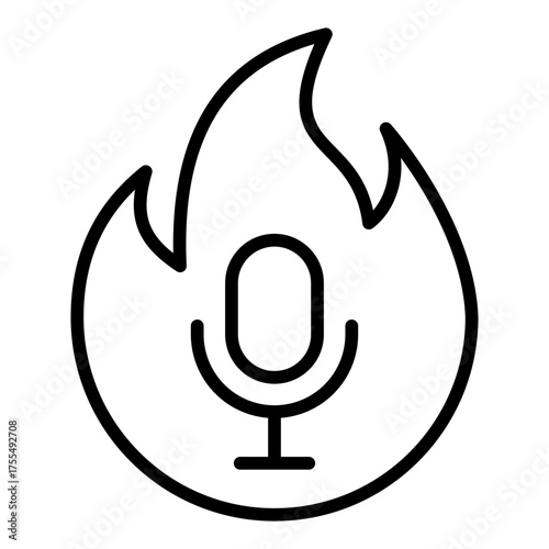 Trending podcast icon. Popular audio show and viral content concept. Media platform and listener favorite illustration. Line Icon