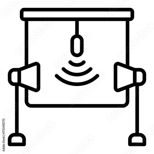 Studio icon. Podcast production room and recording space concept. Audio content creation and sound equipment illustration. Line Icon