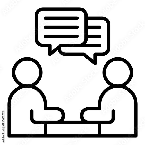 Talkshow interview icon. Guest conversation and podcast session concept. Audio content and recorded discussion illustration. Line Icon