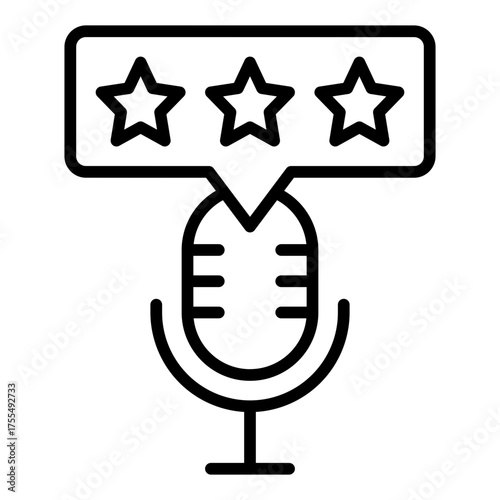Rating icon. Podcast feedback and audio review concept. Listener evaluation and media popularity illustration. Line Icon