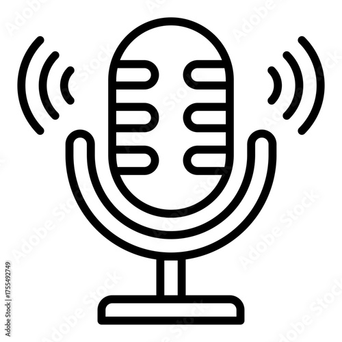 Podcast icon. Audio show and digital broadcast concept. Online streaming and voice media illustration. Line Icon